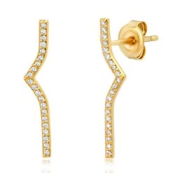 Brand new ⌛ Paige Novick 14k Yellow Gold 17mm Long Drop Diamond Earrings - 👩 women 😉