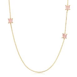 Discount 😀 Paige Novick 14K Yellow Gold 3 Stone Square Cut 5mm Gemstone Adjustable Brillo Chain 16 Inches to 18 Inches - 👩 women 🔔