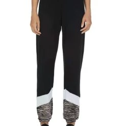 Coupon ⌛ Michael Lauren Billy Joe Chevron Color-Block Sweatpants in Black/Animal Print - 👩 women 🌟