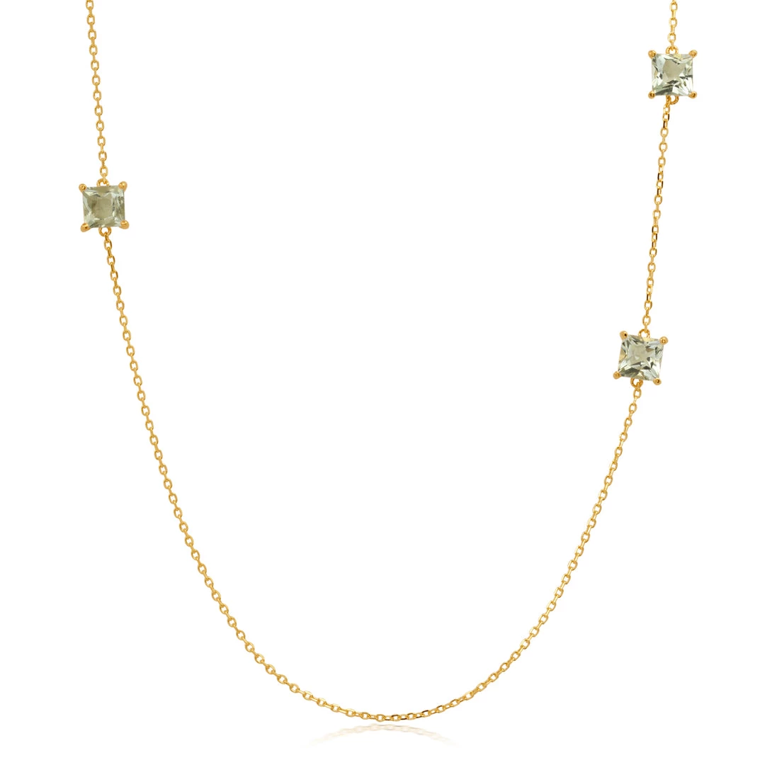 Discount 😀 Paige Novick 14K Yellow Gold 3 Stone Square Cut 5mm Gemstone Adjustable Brillo Chain 16 Inches to 18 Inches - 👩 women 🔔 3 Discount 😀 Paige Novick 14K Yellow Gold 3 Stone Square Cut 5mm Gemstone Adjustable Brillo Chain 16 Inches to 18 Inches - 👩 women 🔔 - Image 3