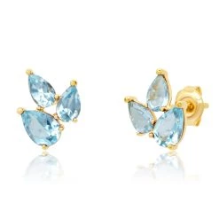 Best Pirce 🎁 Paige Novick 14K Yellow Gold Cluster Pear Shape Gemstone Stud Earrings - 👩 women 🎁