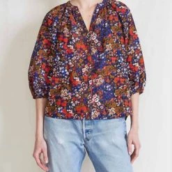 Discount 👍 Apiece Apart Mitte Top in Bold Blomster Red - 👩 women ⭐