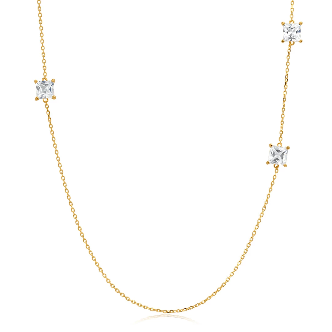 Discount 😀 Paige Novick 14K Yellow Gold 3 Stone Square Cut 5mm Gemstone Adjustable Brillo Chain 16 Inches to 18 Inches - 👩 women 🔔 2 Discount 😀 Paige Novick 14K Yellow Gold 3 Stone Square Cut 5mm Gemstone Adjustable Brillo Chain 16 Inches to 18 Inches - 👩 women 🔔 - Image 2