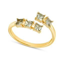 Promo 💯 Paige Novick 14K Yellow Gold 3 Stone Square Cut 5mm Gemstone Ring - 👩 women 😍