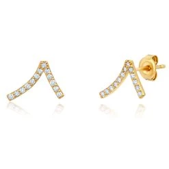 New 😉 Paige Novick 14k Yellow Gold 12mm V Shape Diamond Earrings - 👩 women 🛒