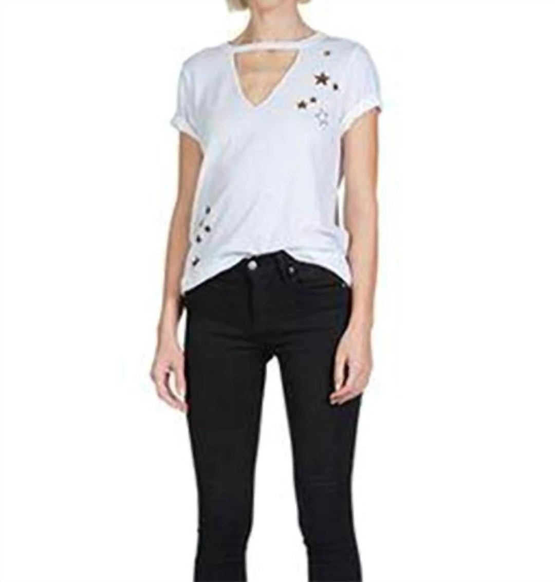 Wholesale π₯ Michael Lauren Bronx Shortsleeve Cut Out Tee in White/Rose Gold Star - π© women π 1 Wholesale π₯ Michael Lauren Bronx Shortsleeve Cut Out Tee in White/Rose Gold Star - π© women π