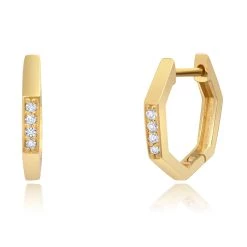 Outlet 🥰 Paige Novick 14k Yellow Gold Octagonal Hoops With Diamonds - 👩 women ❤️