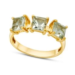 Flash Sale 🎉 Paige Novick 14K Yellow Gold 3 Stone Square Cut 5mm Gemstone Ring - 👩 women 🎁